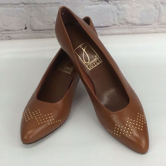 Joyce Vintage Pointed Toe Pump Heels Women’s Size 7.5 N Brown/Cognac Leather - Picture 10 of 12